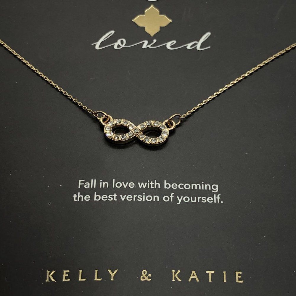 Kelly & Katie "Loved" Elegant Gold Tone Dainty Chain Infinity Symbol Necklace